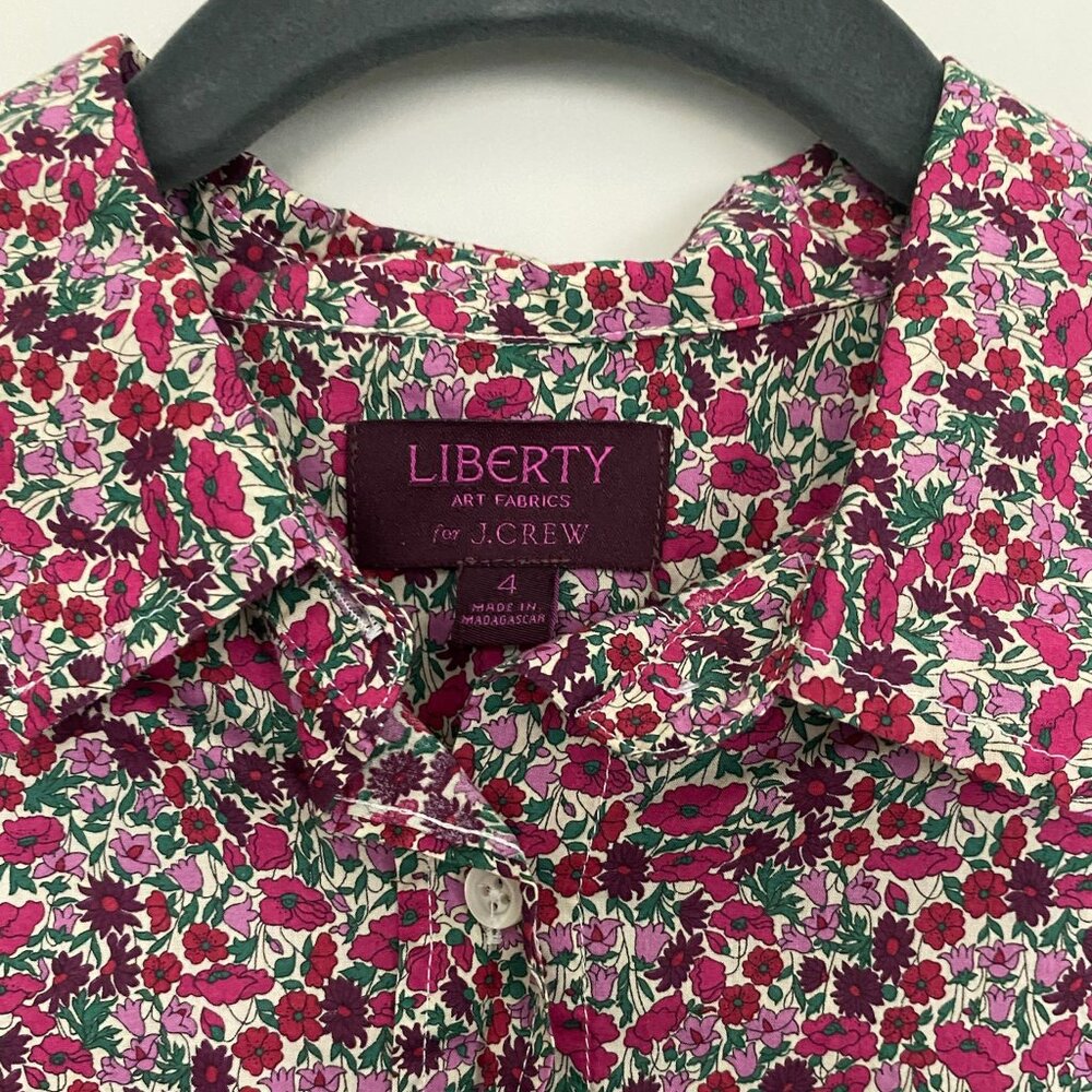 Liberty Art Fabrics for J. Crew Top Womens Size 4 Blouse Button Down Collared - Picture 2 of 4